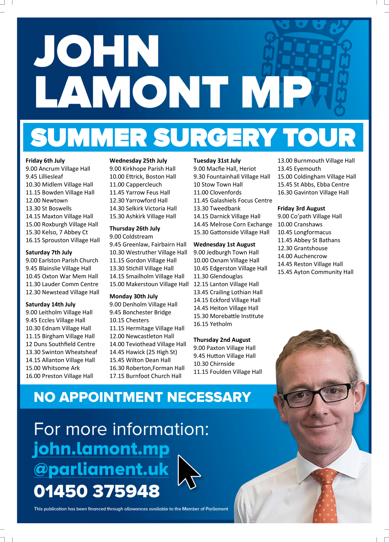 John Lamont summer surgery tour
